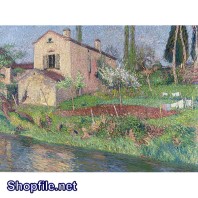 TSD3585 - Tranh sơn dầu ngôi làng ven bờ